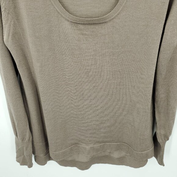 Emu Australia 100% Merino Wool Lightweight Scoop Neck Sweater Top L Tan - Picture 6 of 15